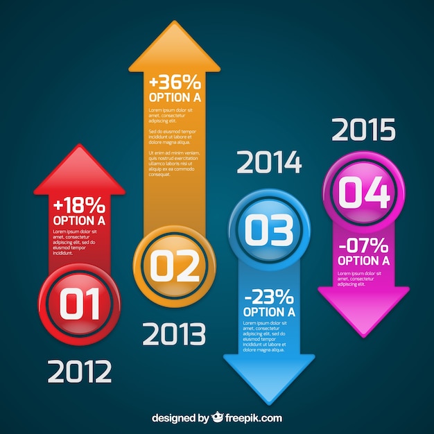Vecteur gratuit flèches colorées infographie