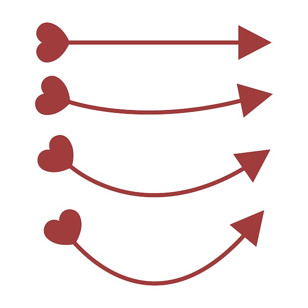 Vecteur gratuit flèches à l'extrémité en forme de cœur