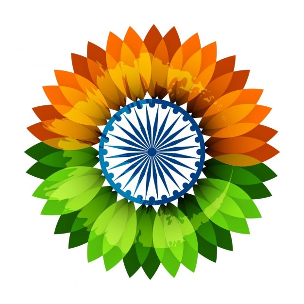 Vecteur gratuit fleur dans des couleurs de drapeau indien