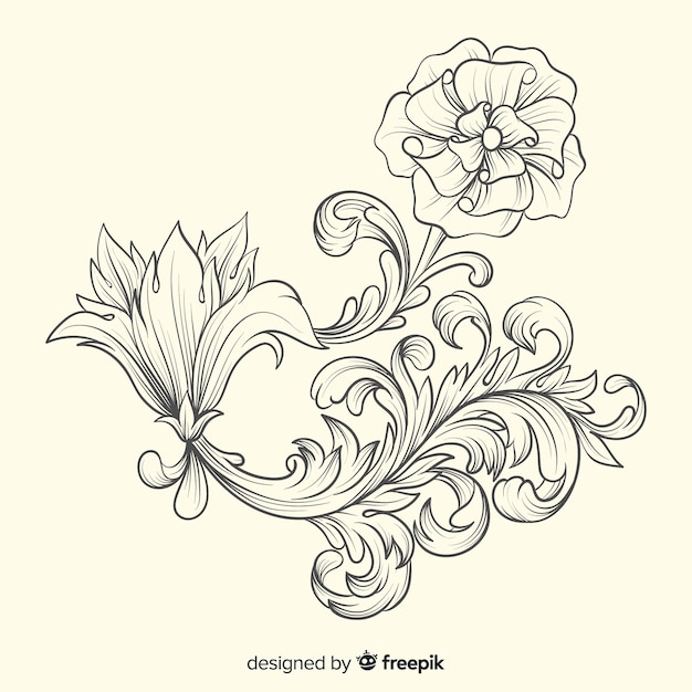 Vecteur gratuit fleur vintage baroque