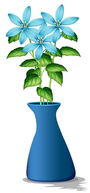 Vecteur gratuit fleurs bleues dans un vase bleu
