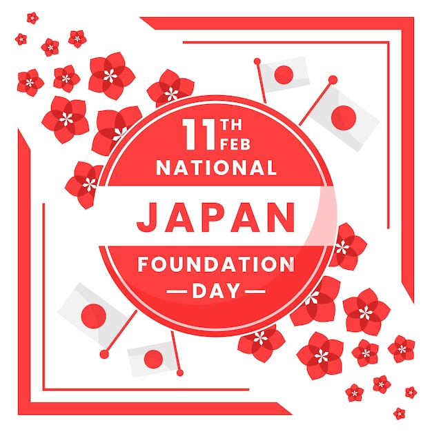 Vecteur gratuit fleurs de la journée nationale de la fondation japonaise