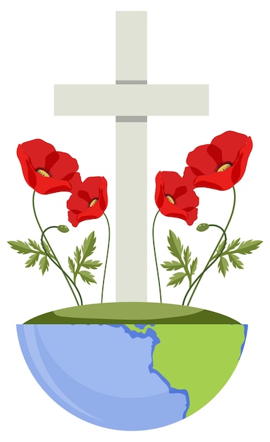 Vecteur gratuit fleurs de pavot sur l'icône du globe