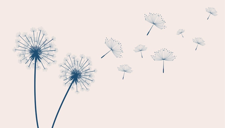 Vecteur gratuit fleurs de pissenlit volant sur beige