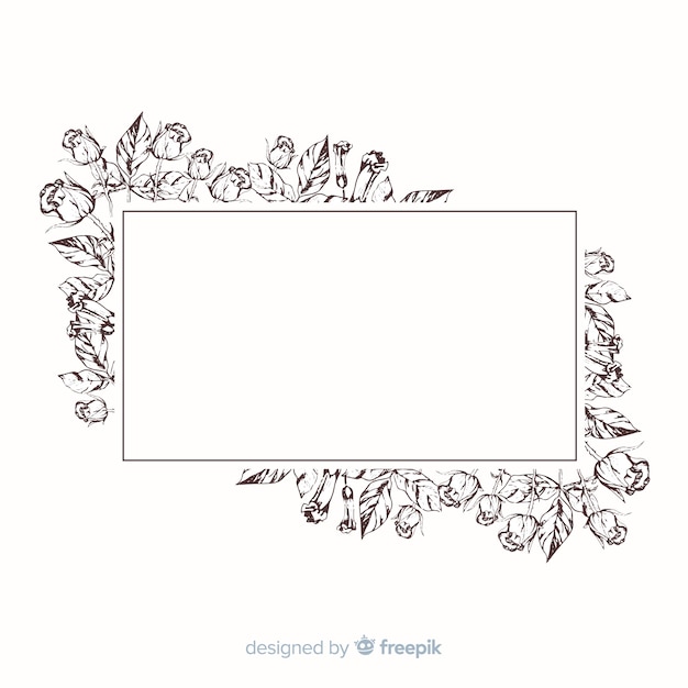 Fleurs réalistes dessinés à la main avec bannière vierge