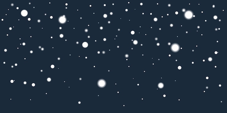 Vecteur gratuit des flocons de neige blancs tombant sur un fond bleu foncé créent une scène hivernale pour le design vector