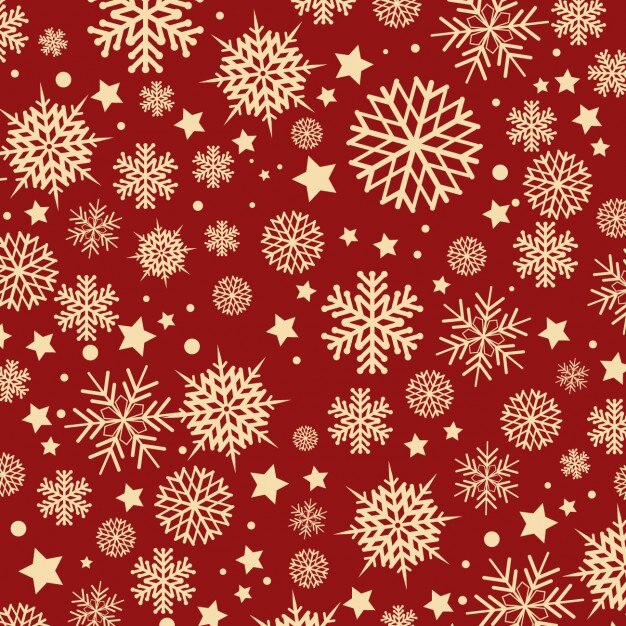 Flocons de neige sur un motif de fond rouge