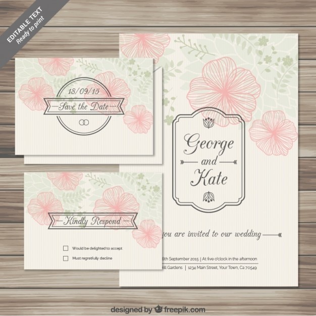 Floraux Invitations De Mariage Cartes Dans Le Style Sommaire