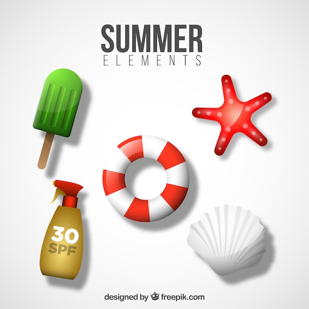 Vecteur gratuit flotteur et autres objets d'été