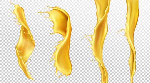 Flux de jus d'orange avec des gouttes, des éclaboussures de liquide