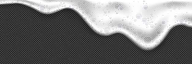 Flux de mousse blanche sur fond transparent