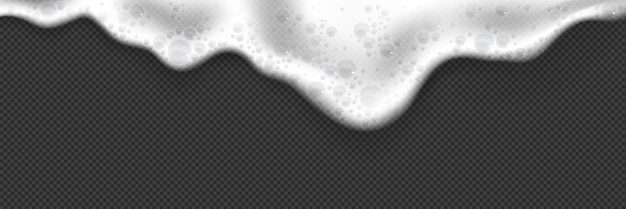 Flux de mousse blanche sur fond transparent