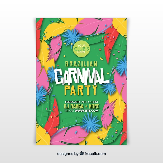 Flyer / Affiche De Fête De Carnaval Plat Brésilien