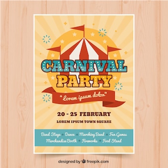 Flyer / affiche de fête de carnaval plat