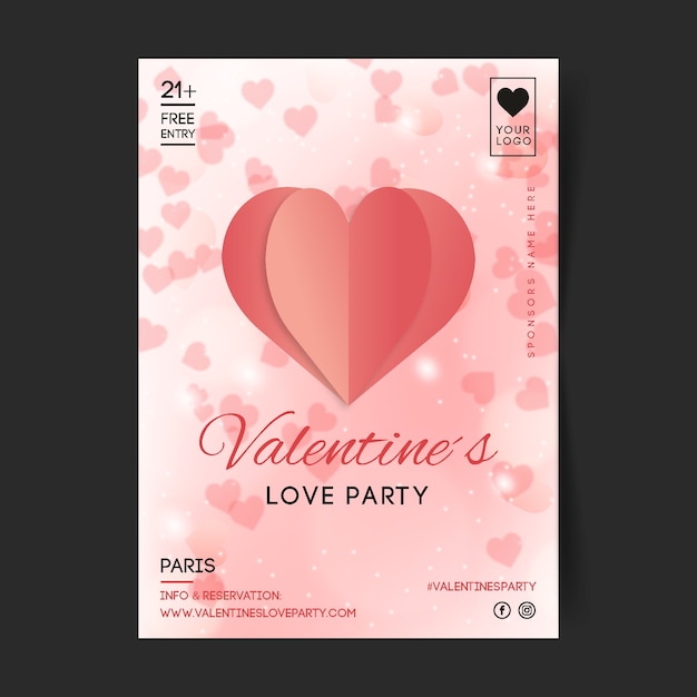 Flyer / Affiche Floue De La Saint-valentin