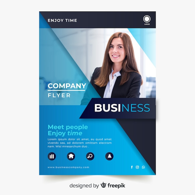 Vecteur gratuit flyer bussiness abstraite avec modèle de photo
