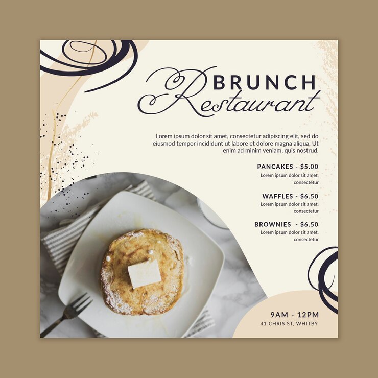 Vecteur gratuit flyer carré restaurant brunch