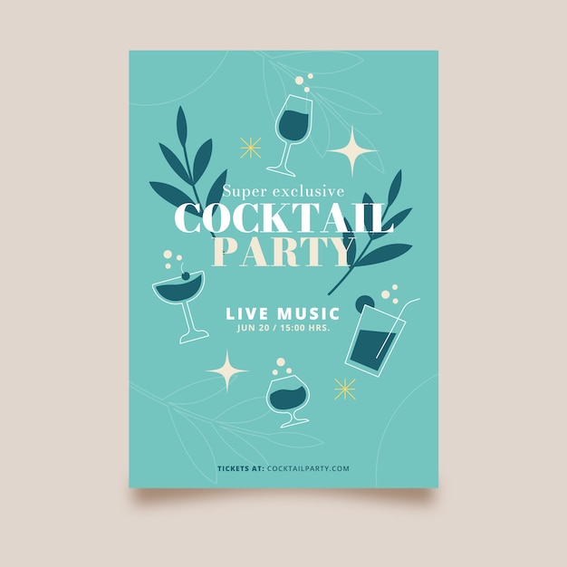 Vecteur gratuit flyer cocktail design plat