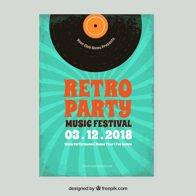 Vecteur gratuit flyer du festival de musique rétro