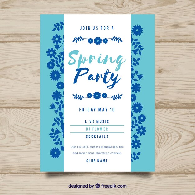 Flyer fête bleue printemps