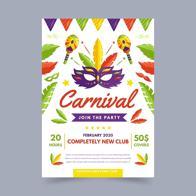 Flyer Fête Carnaval Design Plat