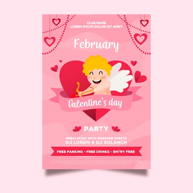 Flyer De Fête Dessiné à La Main De La Saint-valentin