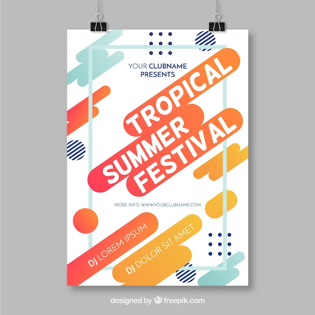 Vecteur gratuit flyer de fête d'été tropical