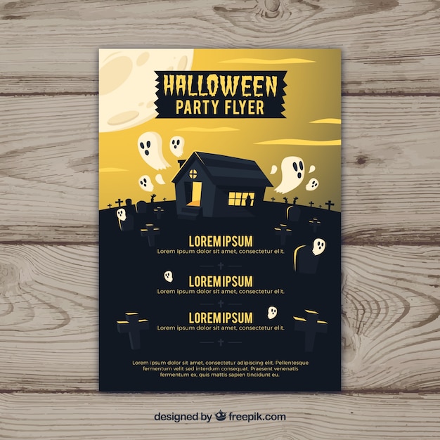 Flyer de fête de Halloween avec des fantômes