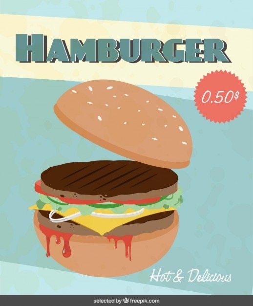 Vecteur gratuit flyer avec un hamburger illustration