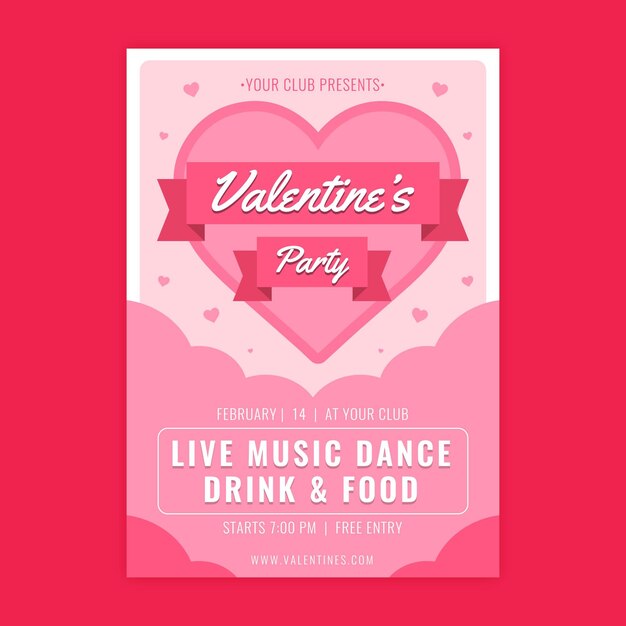 Flyer de la saint-valentin design plat