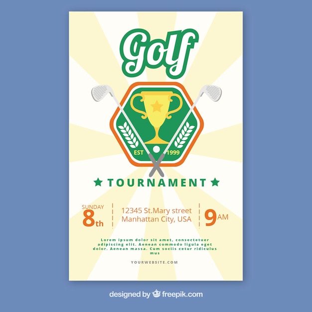 Vecteur gratuit flyer de tournoi de golf dans le style plat