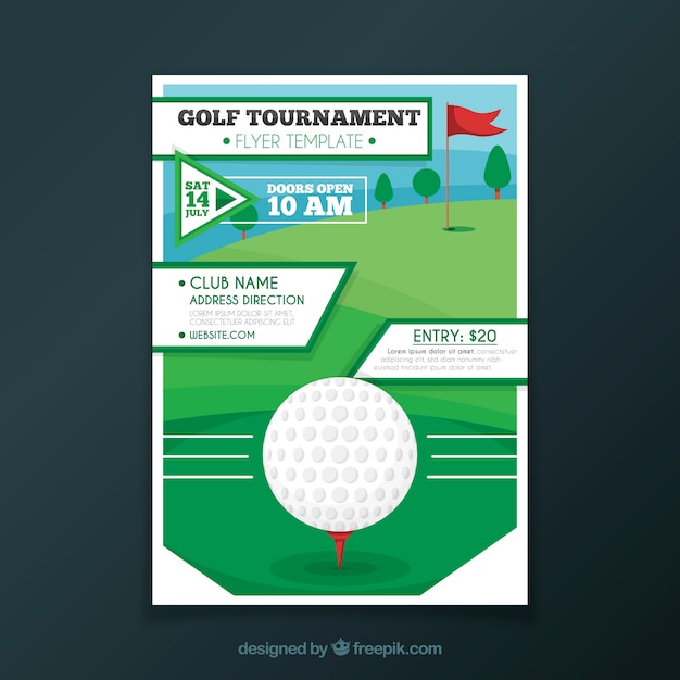 Vecteur gratuit flyer de tournoi de golf dans le style plat