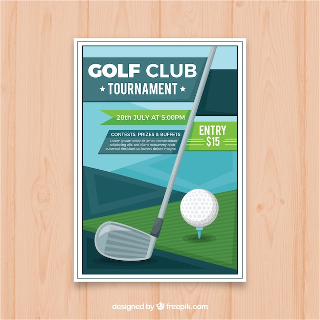 Vecteur gratuit flyer de tournoi de golf dans le style plat