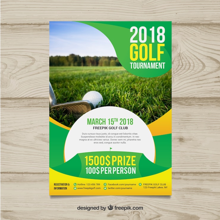 Vecteur gratuit flyer de tournoi de golf dans le style plat