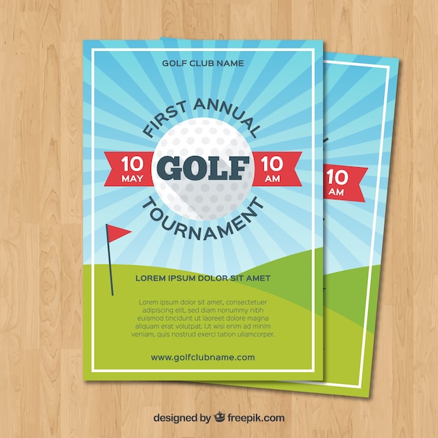 Vecteur gratuit flyer de tournoi de golf dans le style plat