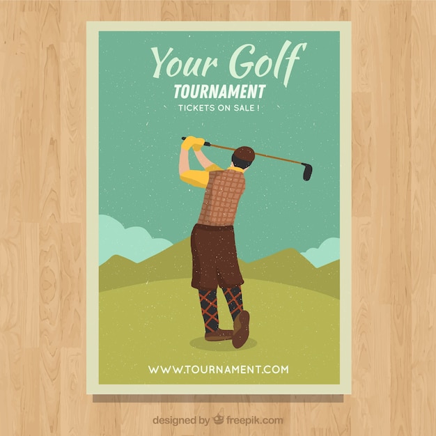 Vecteur gratuit flyer de tournoi de golf dans le style vintage