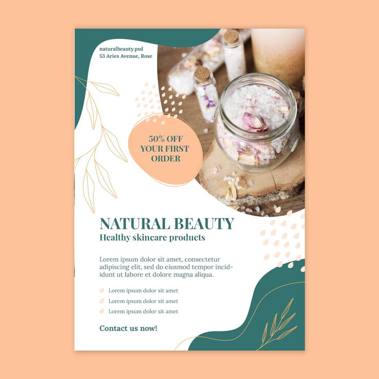 Vecteur gratuit flyer vertical de beauté naturelle