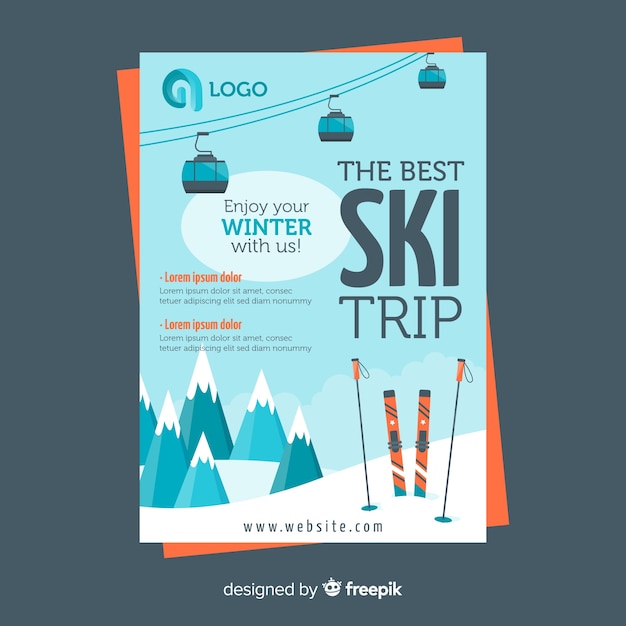 Flyer De Voyage De Ski