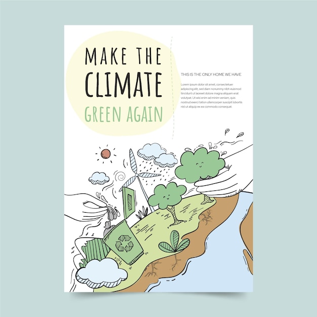 Vecteur gratuit flyers sur le changement climatique dessinés à la main