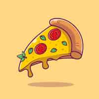 Vecteur gratuit flying slice of pizza cartoon vector illustration. vecteur isolé de fast food concept. style de bande dessinée plat