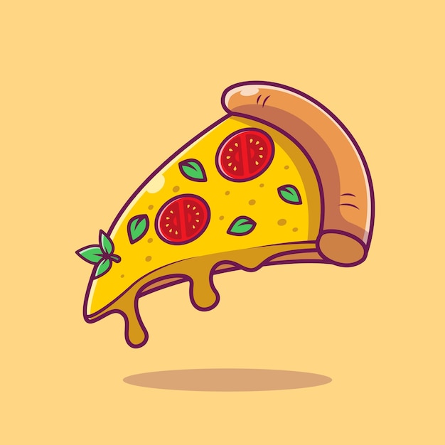 Flying Slice Of Pizza Cartoon Vector Illustration. Vecteur isolé de Fast Food Concept. Style de bande dessinée plat