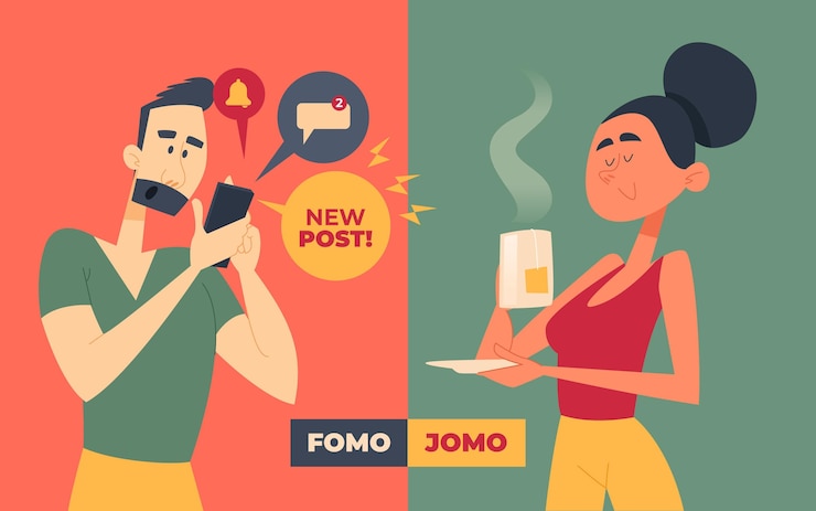 Vecteur gratuit fomo contre jomo