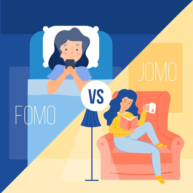 Vecteur gratuit fomo contre jomo