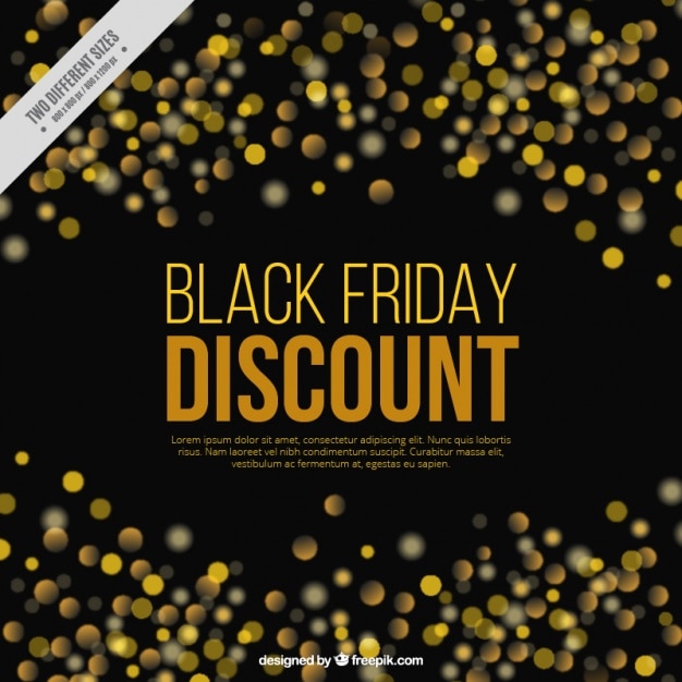 Vecteur gratuit foncé fond bokeh avec des détails en or black friday