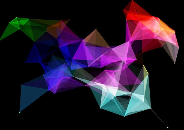 Fond abstrait low poly avec lignes de connexion et conception de points