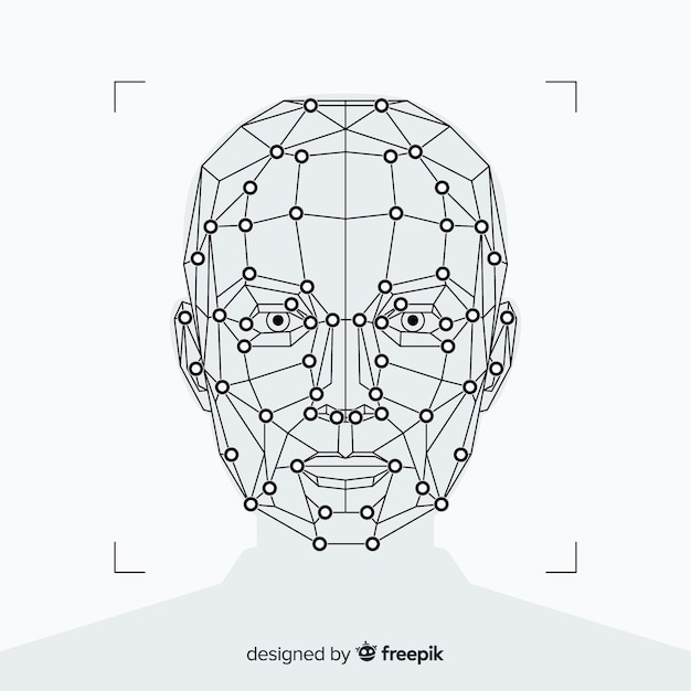 Fond Abstrait Reconnaissance Visage Plat