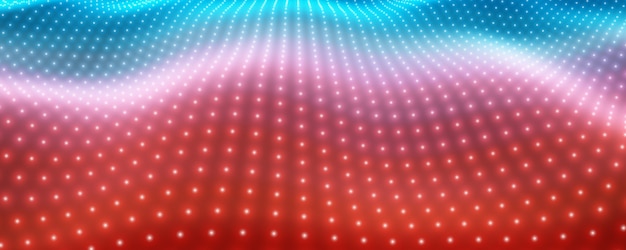Vecteur gratuit fond abstrait vectoriel avec des néons colorés formant une surface ondulée. flux de surface cyber néon. cyber relief coloré lisse des particules incandescentes.
