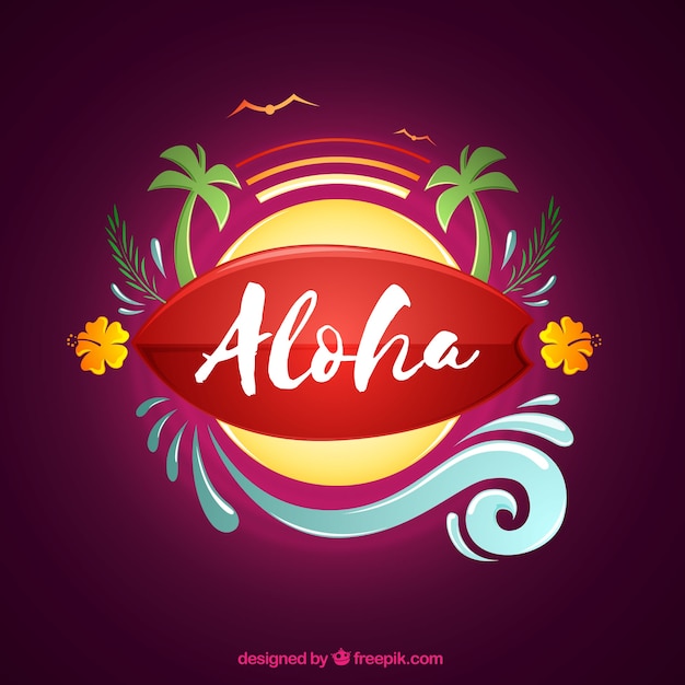 Fond D'aloha Avec Le Soleil Et Les Palmiers