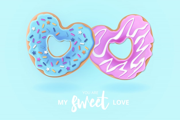 Fond D'amour Mignon Donut Avec Message D'amour