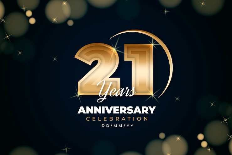 Vecteur gratuit fond d'anniversaire 21 or
